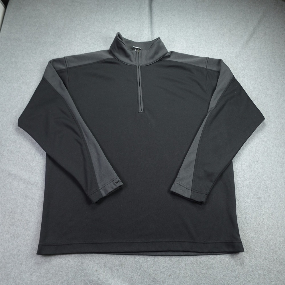 Nike Golf Pullover Mens XL Black‎ Grey 1/4 Zip Dri-Fit Athletic Sweater Logo